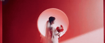 Woman In Wedding Dress Holding Bouquet GIF