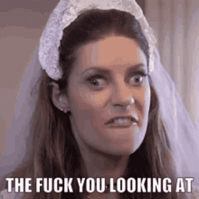 Woman In Wedding Dress Making Funny Face GIF
