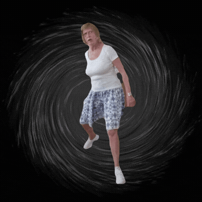 Woman In White And Blue Dancing In Dark Room GIF