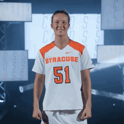 Woman In White And Orange Syracuse Jersey GIF