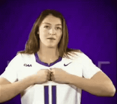 Woman In White And Purple Jersey Number 11 GIF