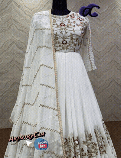 Woman In White And Red Dress Surrounded By Petals GIF