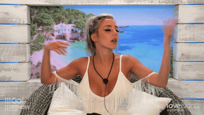 Woman In White At Love Island Australia Poster GIF