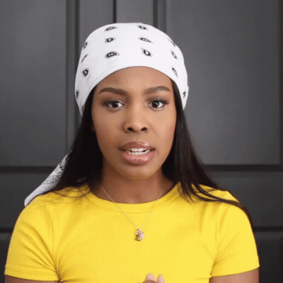 Woman In White Bandana And Yellow Shirt GIF