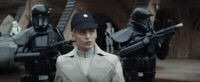 Woman In White Coat Standing Before Stormtroopers GIF