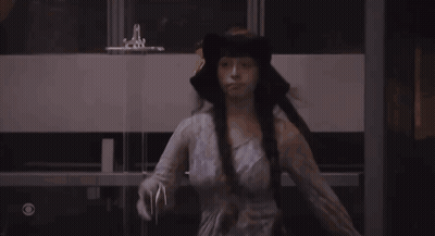 Woman In White Dress And Black Hat In Dark Room GIF