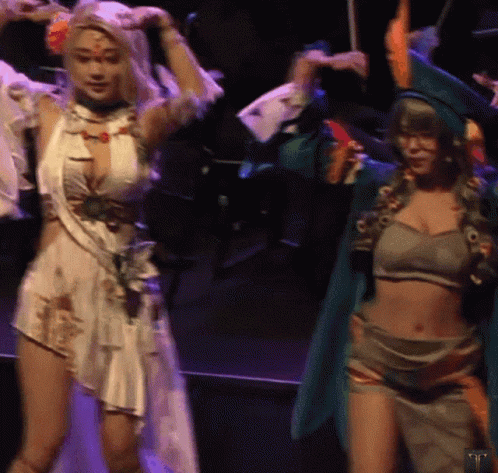 Woman In White Dress And Blue Hat Dancing GIF