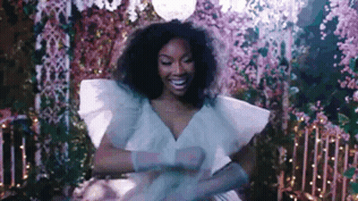 Woman In White Dress And Gloves Dancing GIF