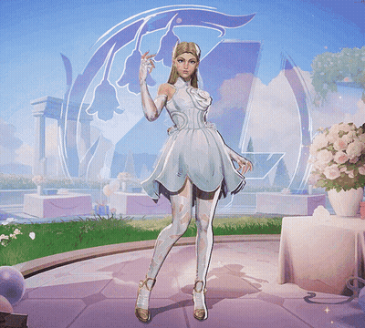 Woman In White Dress And Purple Circle GIF