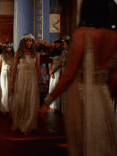 Woman In White Dress At Egypt Sign GIF