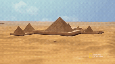 Woman In White Dress At Pyramids Saying Evita Streamer GIF