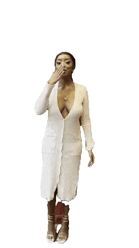 Woman In White Dress Blowing Kiss Sticker