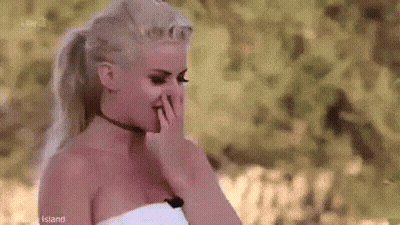 Woman In White Dress Covering Mouth GIF