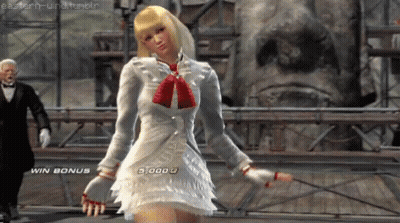 Woman In White Dress Dancing For 5000 Win Bonus GIF