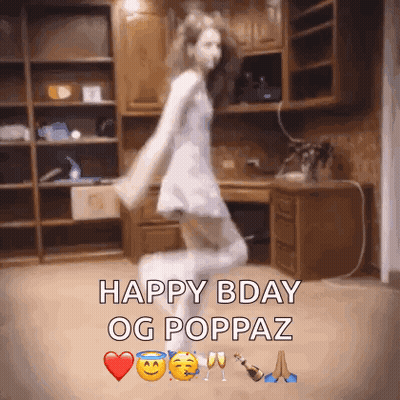 Woman In White Dress Dancing Happy Bday Og Poppaz GIF