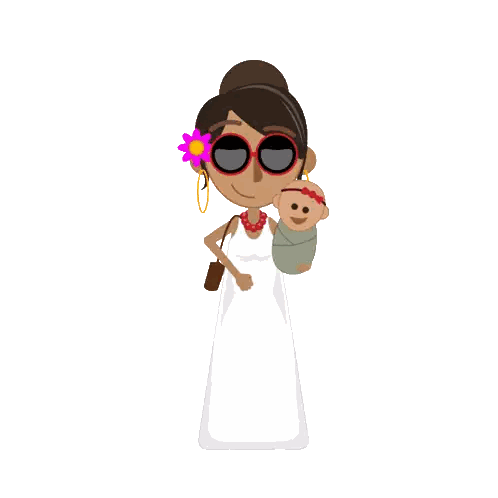 Woman In White Dress Holding Baby Sticker