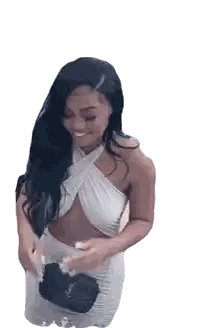 Woman In White Dress Holding Black Bag Sticker