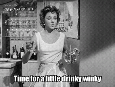 Woman In White Dress Holding Water And Wine GIF