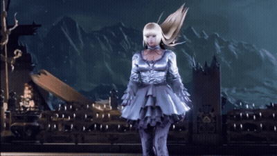 Woman In White Dress In Front Of Castle GIF