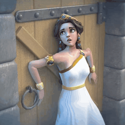 Woman In White Dress Next To Door GIF