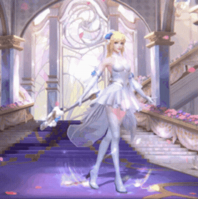 Woman In White Dress On Purple Carpet GIF