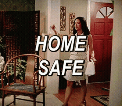 Woman In White Dress Saying Home Safe GIF