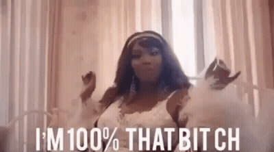 Woman In White Dress Saying I'm 100% That Bitch GIF