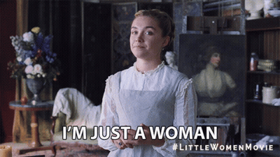 Woman In White Dress Saying I'm Just A Woman GIF