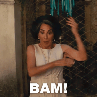 Woman In White Dress Says Bam GIF