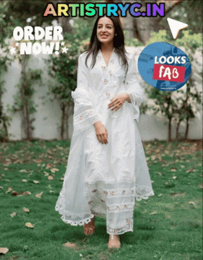 Woman In White Dress Standing In Field Artistryc.in GIF