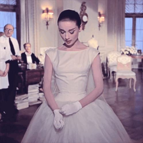 Woman In White Dress White Gloves GIF