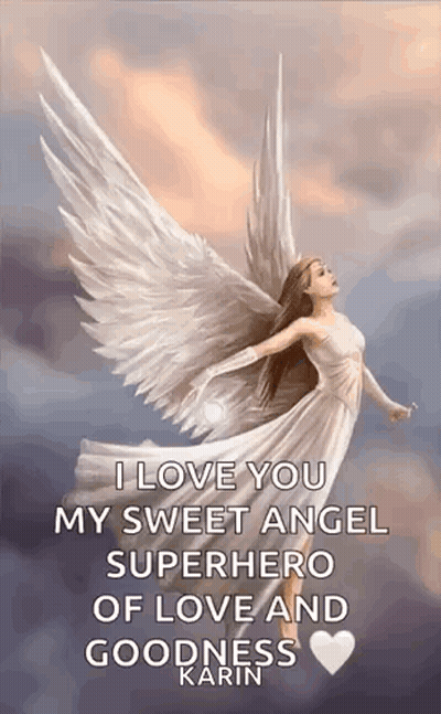 Woman In White Dress With Angel Wings Flying GIF
