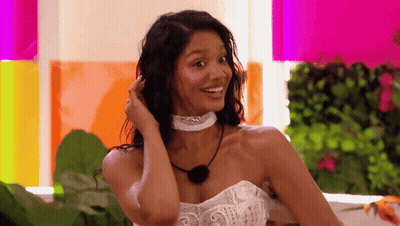 Woman In White Dress With Choker Smiling GIF