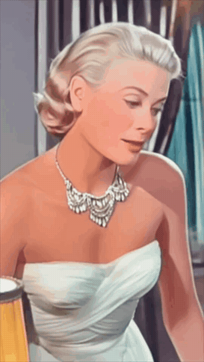 Woman In White Dress With Diamond Necklace GIF