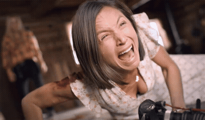 Woman In White Floral Shirt Screaming GIF