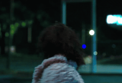Woman In White Fur Coat Blue Sign A GIF