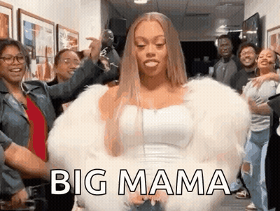 Woman In White Fur Coat Says Big Mama GIF
