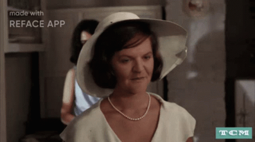 Woman In White Hat And Pearl Necklace Made With Reface App GIF