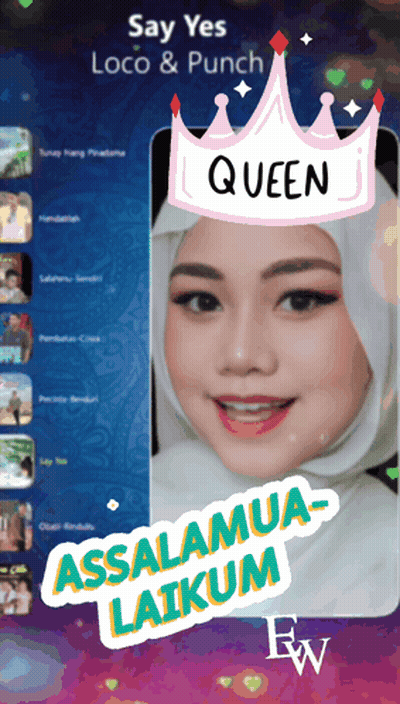 Woman In White Hijab And Pink Crown Saying Queen GIF