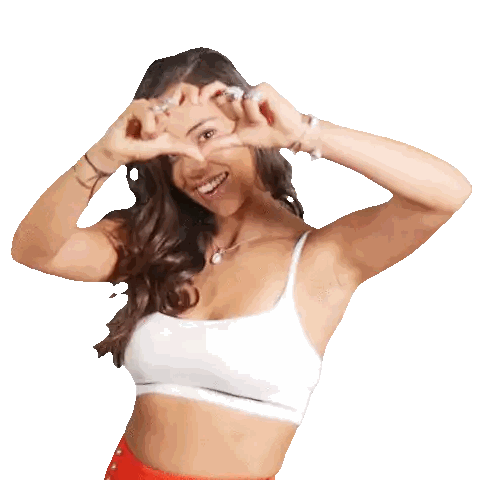 Woman In White Making Heart Sticker