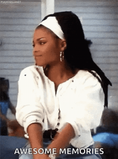 Woman In White Shirt And Headband Smiling Says Awesome Memories GIF