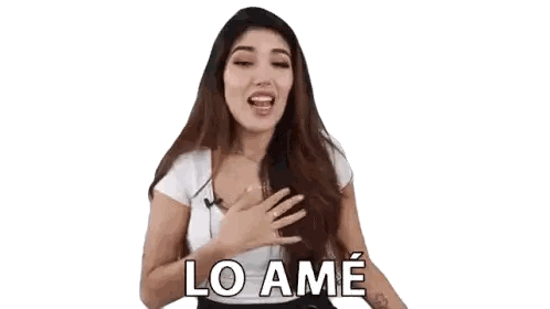 Woman In White Shirt Holding Chest Lo Ame Sticker