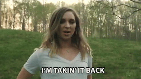 Woman In White Shirt Saying Im Takin It Back GIF