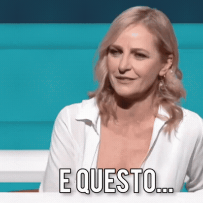 Woman In White Shirt Sitting Saying E Questo GIF
