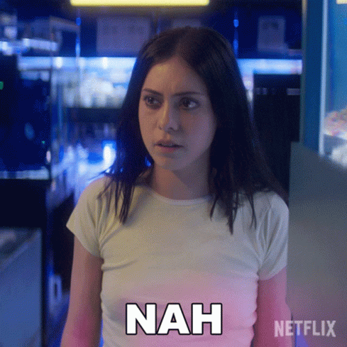 Woman In White Shirt With Word Nah GIF