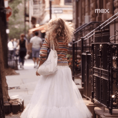 Woman In White Skirt Walking GIF