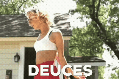 Woman In White Sports Bra And Red Shorts Deuces GIF