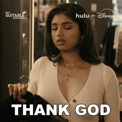 Woman In White Sweater Holding Black Fur Coat Thank God GIF