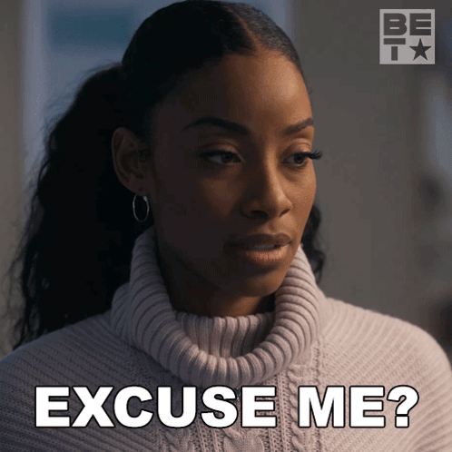 Woman In White Sweater Saying Excuse Me GIF