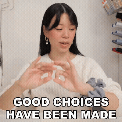 Woman In White Sweater Says Good Choices Have Been Made GIF